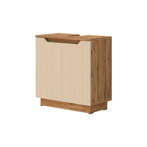 Waschbeckenunterschrank Lotta Eiche/Kaschmir gestreift 59.8 x 62.1 cm mit 2 Türen Vicco