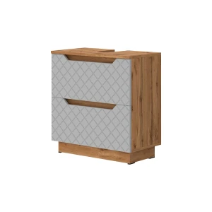 Underskab til badeværelse Lotta Eg/grå med flisestruktur 59.8 x 62.5 cm med 2 skuffer Vicco