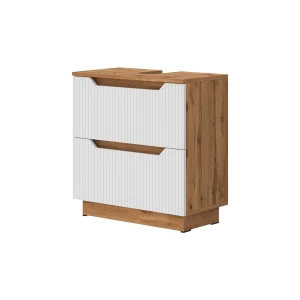 Underskab til badeværelse Lotta Eg/hvid stribet 59.8 x 62.5 cm med 2 skuffer Vicco