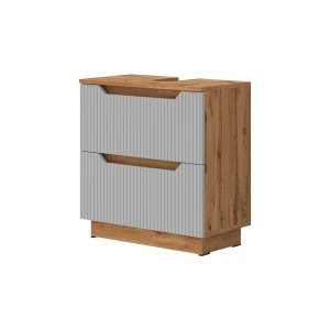 Underskab til badeværelse Lotta Eg/grå stribet 59.8 x 62.5 cm med 2 skuffer Vicco