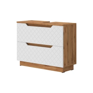 Underskab til badeværelse Lotta Eg/hvid med flisestruktur 79.6 x 62.5 cm med 2 skuffer Vicco