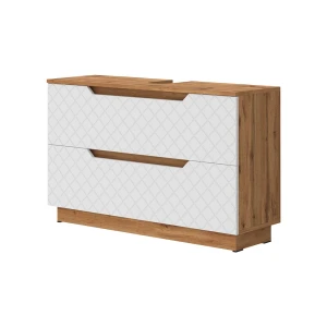 Underskab til badeværelse Lotta Eg/hvid med flisestruktur 99.4 x 62.5 cm med 2 skuffer Vicco