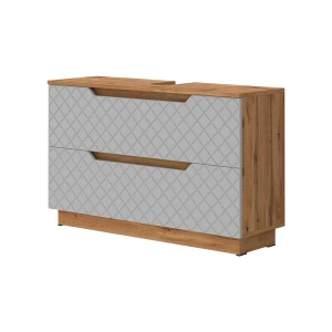 Underskab til badeværelse Lotta Eg/grå med flisestruktur 99.4 x 62.5 cm med 2 skuffer Vicco