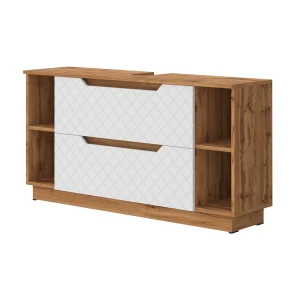 Underskab til badeværelse Lotta Eg/hvid med flisestruktur 119.2 x 62.5 cm med 2 skuffer Vicco