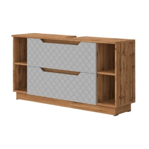 Underskab til badeværelse Lotta Eg/grå med flisestruktur 119.2 x 62.5 cm med 2 skuffer Vicco