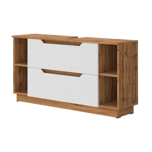 Underskab til badeværelse Lotta Eg/hvid stribet 119.2 x 62.5 cm med 2 skuffer Vicco