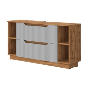 Underskab til badeværelse Lotta Eg/grå stribet 119.2 x 62.5 cm med 2 skuffer Vicco