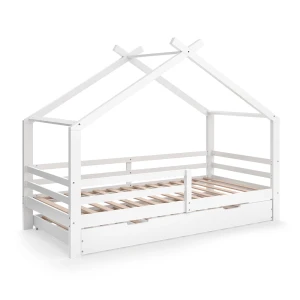 Lit cabane Luni Blanc 200 x 90 cm avec lit d'appoint Vitalispa