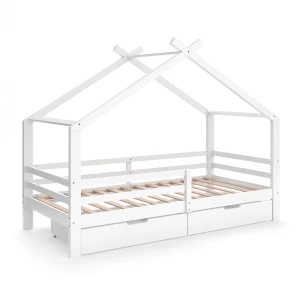 Hausbett Luni Weiß 200 x 90 cm mit zwei ausziehbaren Aufbewahrungskästen Vitalispa