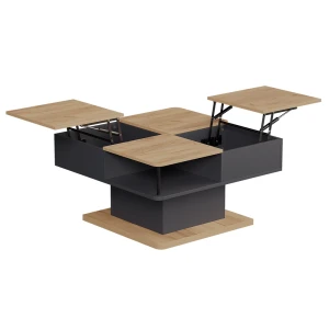 tavolino soggiorno Movira Antracite 80 x 45 cm con vani portaoggetti Vicco