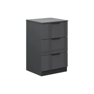 Sengebord Fino Sort højglans 37.6 x 61.8 cm med 3 skuffer Vicco