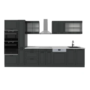 Küchenzeile R-Line Anthrazit Landhaus/Anthrazit 350 cm , AP Marmor Vicco