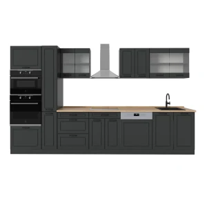Komplet køkken  R-Line Antracit landhus/antracit 350 cm , BP Eg Vicco