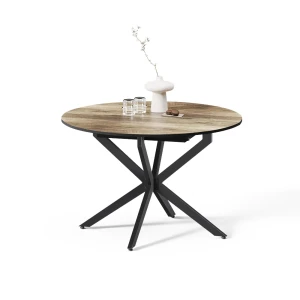 Esstisch Firenze Schwarz/Eiche rustikal 120 x 120 cm ausziehbar livinity®