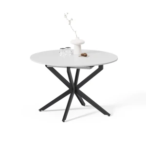 Esstisch Firenze Weiß/Schwarz 120 x 120 cm ausziehbar livinity®