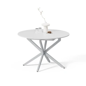 Esstisch Firenze Weiß/Grau 120 x 120 cm ausziehbar livinity®