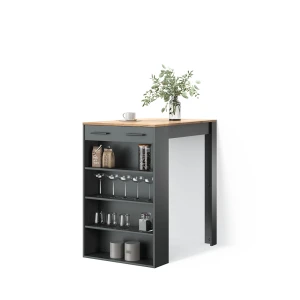 Bartisch Regusa Anthrazit/Goldkraft Eiche 67 x 100 cm livinity®