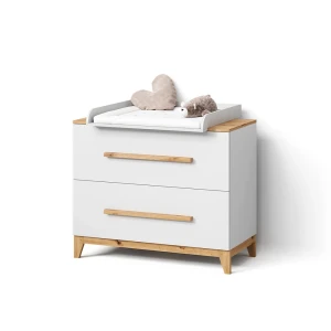 Wickelkommode Mailo Weiß/Artisan mit 2 Schubladen livinity®