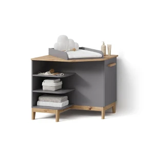 Wickelkommode Mailo Grau/Artisan mit Tür livinity®