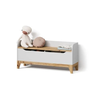 Spielzeugtruhe Mailo Weiß/Artisan 107.2 x 50 cm mit Sitzbank livinity®
