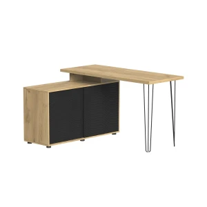Mesa de canto Notivo Preto 135 x 55 cm com armário de arquivo Vicco