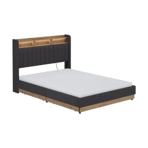 Polstret seng Nura Antracit/eg 140x200 cm med 4 skuffer Vitalispa