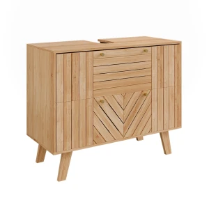 Wastafelonderkast Lucie Bamboe 80 x 65 cm met 2 laden Vicco