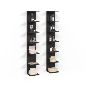 Wandregal Vesuvio Schwarz 30 x 190 cm 2er Set livinity®