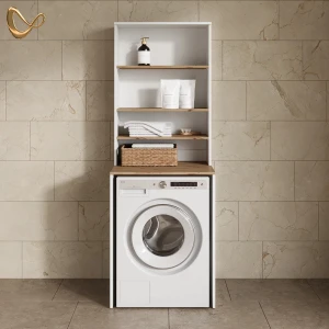 Waschmaschinenschrank Paolina Weiß/Artisan 66 x 88.2 cm 2 Teile mit Regal livinity®
