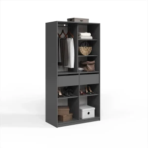 Kleiderschrank Trento Anthrazit mit 2 Schubladen livinity®