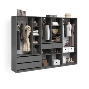Kleiderschrank Trento Anthrazit 3er Set livinity®