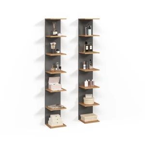 Wandregal Vesuvio Anthrazit 30 x 190 cm 2er Set livinity®