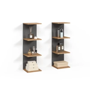 Wandregal Vesuvio Anthrazit 30 x 95 cm 2er Set livinity®