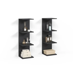 Wandregal Vesuvio Schwarz 30 x 95 cm 2er Set livinity®