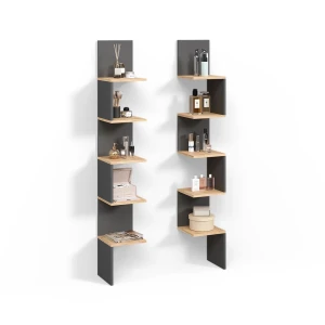 Eckregal Vesuvio Anthrazit 28 x 175.4 cm 2er Set livinity®