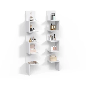 Eckregal Vesuvio Weiß 28 x 175.4 cm 2er Set livinity®