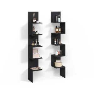 Eckregal Vesuvio Schwarz 28 x 175.4 cm 2er Set livinity®