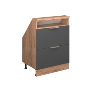 Køkkenskab til skrå væg R-Line Antracitguld/guld power oak 60 cm med 2 skuffer Vicco
