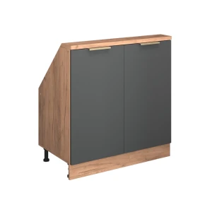 Køkkenskab til skrå væg R-Line Antracitguld/guld power oak 80 cm med 2 døre Vicco