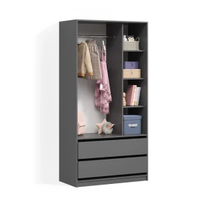 Kinderkleiderschrank Trento Anthrazit 100 x 200 cm mit 2 Schubladen livinity®