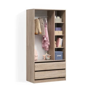 Kinderkleiderschrank Trento Sonoma 100 x 200 cm mit 2 Schubladen livinity®