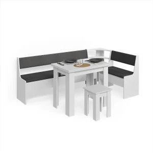 Eckbankgruppe Tiberio Weiß 210 x 120 cm mit Tisch livinity®