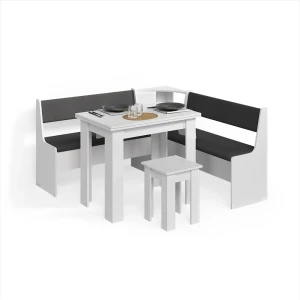 Eckbankgruppe Tiberio Weiß 150 x 150 cm mit Tisch livinity®