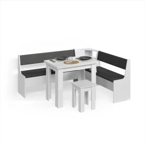 Eckbankgruppe Tiberio Weiß 180 x 150 cm mit Tisch livinity®