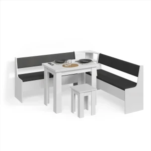 Eckbankgruppe Tiberio Weiß 180 x 180 cm mit Tisch livinity®