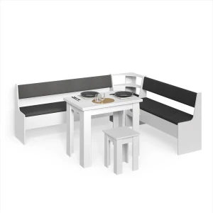 Eckbankgruppe Tiberio Weiß 210 x 180 cm mit Tisch livinity®