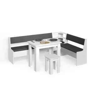 Eckbankgruppe Tiberio Weiß 210 x 150 cm mit Tisch livinity®