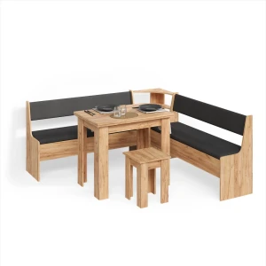 Eckbankgruppe Tiberio Goldkraft Eiche 180 x 180 cm mit Tisch livinity®