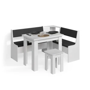 Eckbankgruppe Tiberio Weiß 150 x 120 cm mit Tisch livinity®