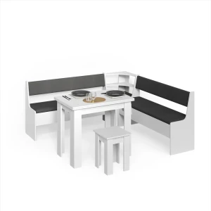 Eckbankgruppe Tiberio Weiß 210 x 210 cm mit Tisch livinity®